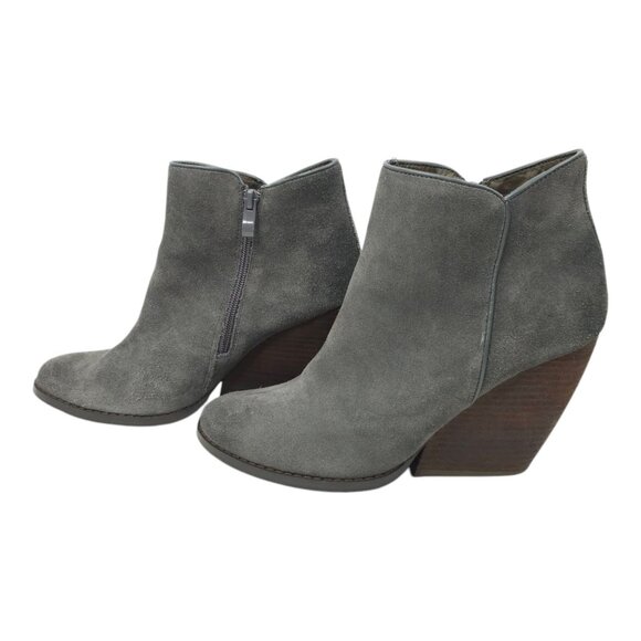 Very Volatile Whitby Ankle Boots Womens Size 10 Suede Leather Wedge Zip Gray - Picture 11 of 16